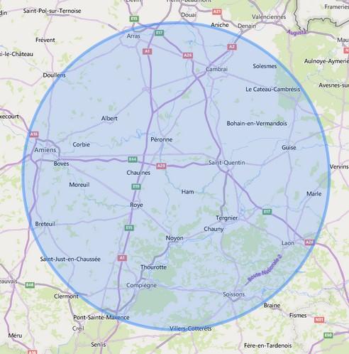Carte rayon 60kms